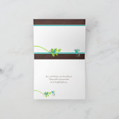 Tuurquoise Groen Bruin Bloem Vogels Bedankkaart (Binnen)