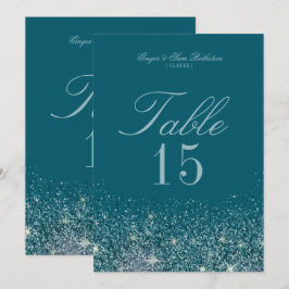 Tuurquoise & Mint Glitter Tafel Nummer Kaarten