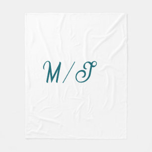 Tuurquoise monogram huwelijksnaam koppel eenvoudig fleece deken