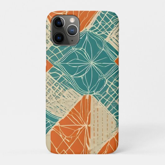 Tuurquoise, Oranje en Taan abstracte bloemen  Case-Mate iPhone Case (Achterkant)