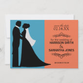 Tuurquoise & Oranje Save the Date Aankondigingen (Voorkant)