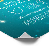 Tuurquoise Slingerlichten Trouwen Oh Snap Hashtag Poster (Hoek)