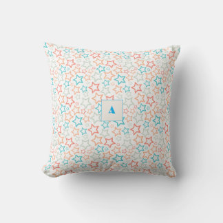 Tuurquoise sterrenpatroon monogram kussen