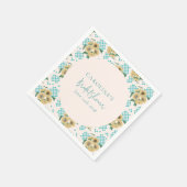 Tuurquoise Zonnebloem Dambord Bruiloftsborrel  Servet (Hoek)