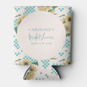 Tuurquoise Zonnebloem Dambord Bruiloftsfeest  Blikjeskoeler (Voorkant)