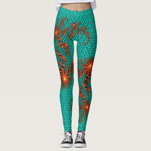 Tuurzwart abstract mandala patroon leggings (Voorkant)
