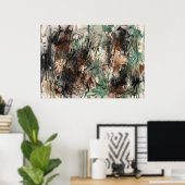 Tuurzwart Abstracte Kwaststreken Poster (Thuiskantoor)