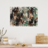 Tuurzwart Abstracte Kwaststreken Poster (Keuken)