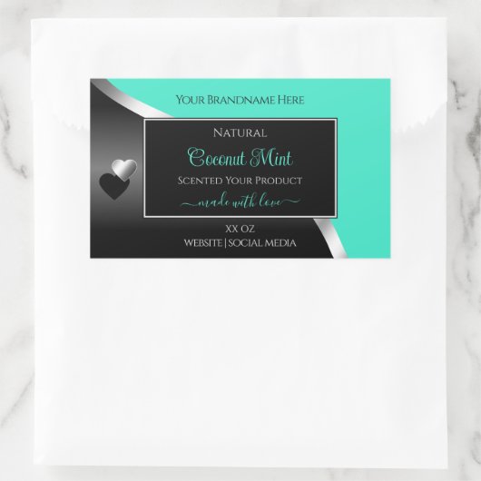 Tuurzwart gegolfde zilveren grappige hartjes produ rechthoekige sticker (Tas)