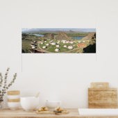 Tuva, Aldyn Bulak, yurts en bergen poster (Keuken)