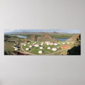 Tuva, Aldyn Bulak, yurts en bergen poster (Voorkant)
