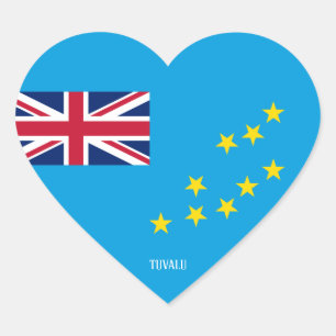 Tuvalu Flag Splendid Patriotic Hart Sticker