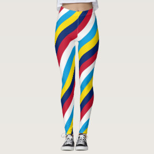 Tuvalu National Flag Colors Diagonal Striped Leggings