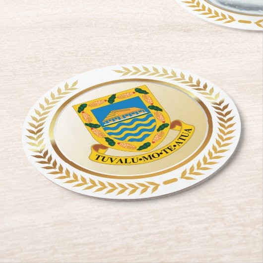 Tuvalu-wapenschild Ronde Kartonnen Onderzetter (Gebogen)