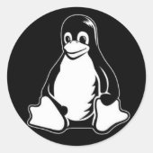 Tux Black Ronde Sticker (Voorkant)