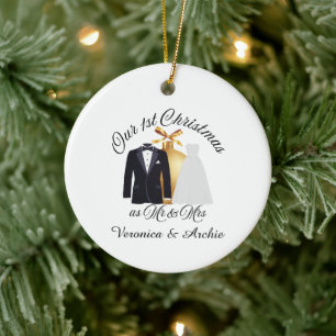 Tux & Dress Gouden Ornament Onze 1e Kerstmis