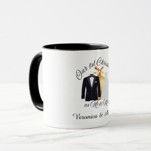 Tux & Dress Gouden Ornament Onze 1e Kerstmis Mok