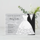 Tux en Gown Bridal Shower Kaart (Staand voorkant)