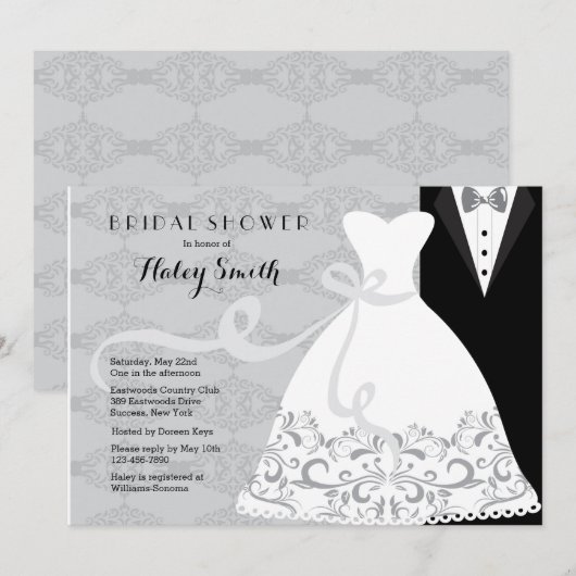 Tux en Gown Bridal Shower Kaart (Voorkant / Achterkant)