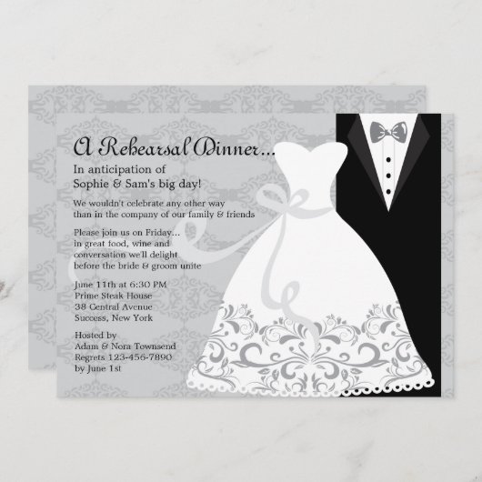 Tux- en Gown-uitnodiging Kaart (Voorkant / Achterkant)