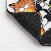 Tux en Tabby Cat Sleepover | Kat Art Mousepad Muismat (Hoek)
