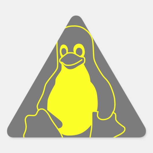 Tux geel op grijs sticker (Voorkant)
