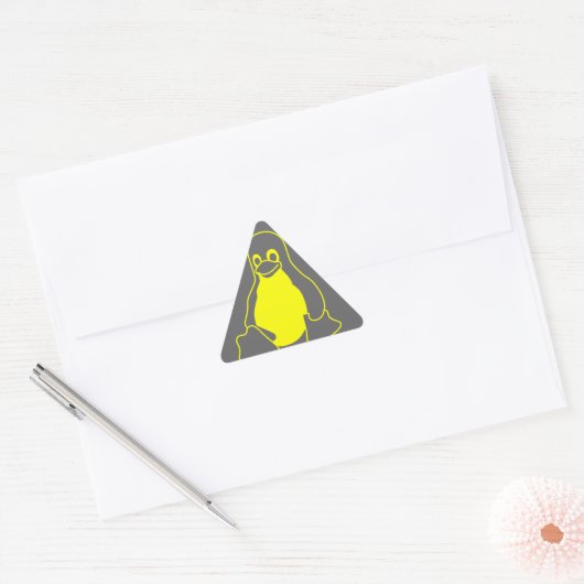 Tux geel op grijs sticker (Envelop)