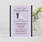 Tux & Gown Couple's Bridal Shower Invitation Kaart (Staand voorkant)