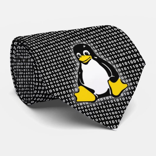 Tux Linux Logo Binary Black en White Stropdas (Opgerold)