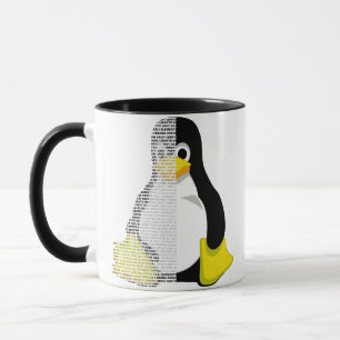 Tux mascotte halve tekst mok