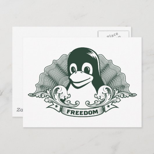 Tux Penguin - (Linux, Open Source, Copyleft, FSF) Briefkaart (Voorkant / Achterkant)
