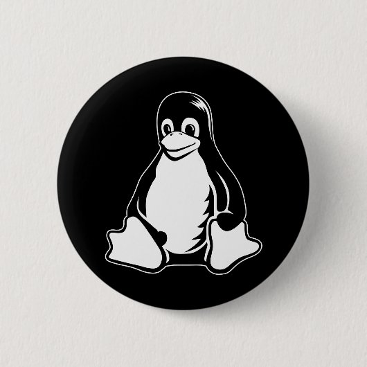Tux Penguin - (Linux, Open Source, Copyleft, FSF) Ronde Button 5,7 Cm (Voorkant)