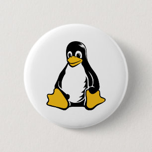 Tux Penguin - (Linux, Open Source, Copyleft, FSF) Ronde Button 5,7 Cm