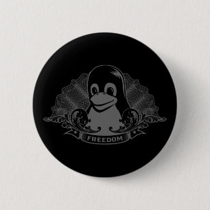 Tux Penguin - (Linux, Open Source, Copyleft, FSF) Ronde Button 5,7 Cm
