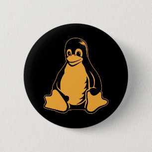 Tux Penguin - (Linux, Open Source, Copyleft, FSF) Ronde Button 5,7 Cm