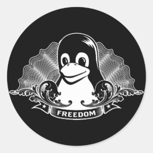 Tux Penguin - (Linux, Open Source, Copyleft, FSF) Ronde Sticker