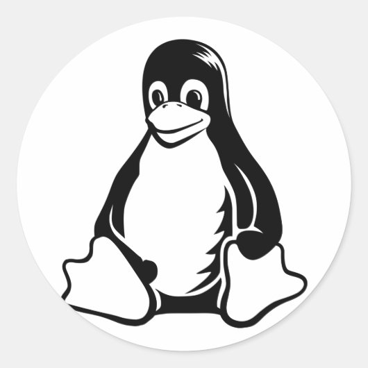 Tux Penguin - (Linux, Open Source, Copyleft, FSF) Ronde Sticker (Voorkant)
