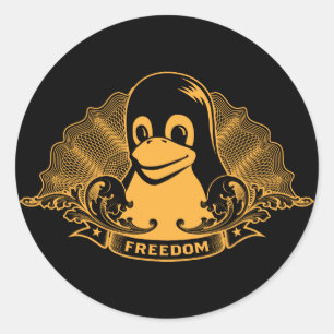 Tux Penguin - (Linux, Open Source, Copyleft, FSF) Ronde Sticker