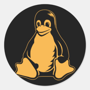 Tux Penguin - (Linux, Open Source, Copyleft, FSF) Ronde Sticker