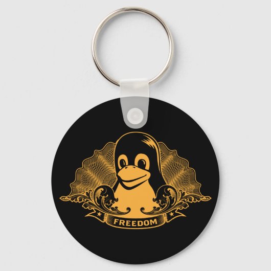 Tux Penguin - (Linux, Open Source, Copyleft, FSF) Sleutelhanger (Voorkant)