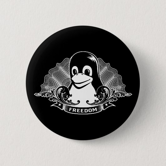 Tux Pinguïn - (Linux, Open Source, Copyleft, FSF) Ronde Button 5,7 Cm (Voorkant)