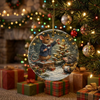 Tux & Twitch Winter Woodland Keramisch Ornament