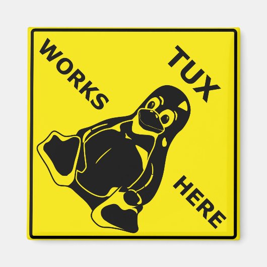 Tux werkt hier magneet (Voorkant)
