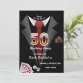 Tuxedo 50th Birthday Party Deck of Cards Dice Kaart (Staand voorkant)