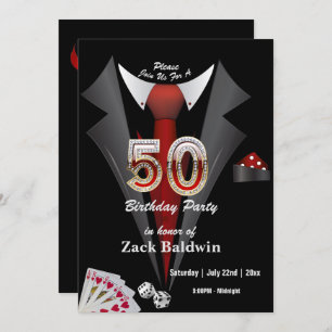 Tuxedo 50th Birthday Party Deck of Cards Dice Kaart