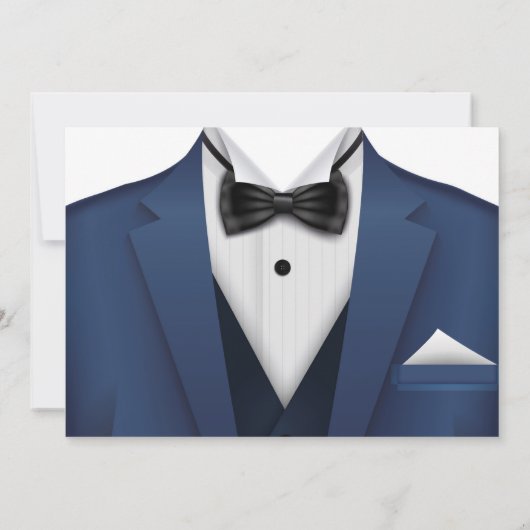 Tuxedo 60e verjaardag foto pak Navy stropdas Gold Kaart (Achterkant)