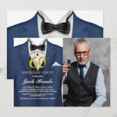 Tuxedo 60e verjaardag foto pak Navy stropdas Gold Kaart (Voorkant / Achterkant)