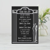 Tuxedo - Art Deco - Black en Silver - Weddenschap Kaart (Staand voorkant)