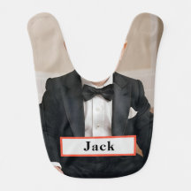 tuxedo Baby Bib boog stropdas, naam bewerken bib