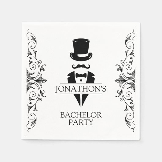 Tuxedo Bachelor Party Cocktail Servet (Voorkant)